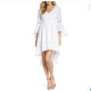 Eliza J Bell Sleeve High Low Eyelet Midi Dress 20W